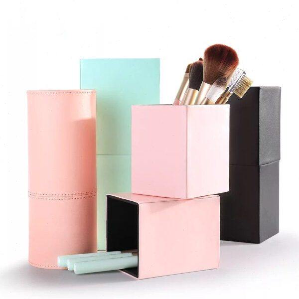 磁铁正方形多色PU皮化妆刷桶刷化妆扫桶笔收纳桶空桶化妆师