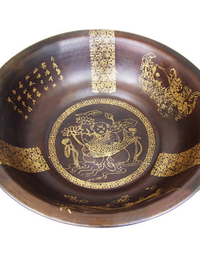 仿古手工铜盆 黄铜脸盆浴足盆 厚 盆 婚庆盆 复古加足按摩泡脚盆