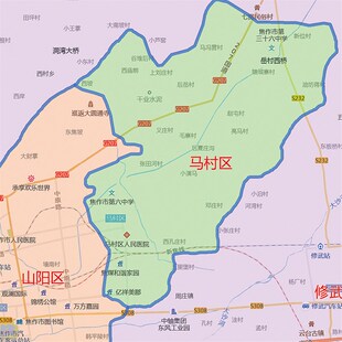 市025新款焦作2区划图地图办公室挂图超大高墙防水清贴装饰画定制