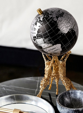 现代轻奢黄铜创意地球仪摆件客厅电视酒柜桌面装饰品乔迁新居礼品