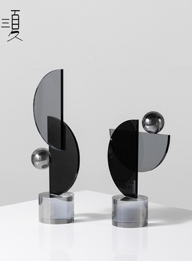 高级感水晶几何装饰摆件工艺品意式轻奢办公室样板房软装搭配设计