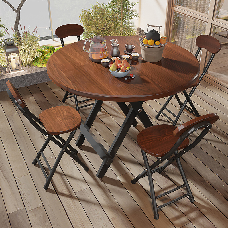 可折叠餐桌小桌子家用简易桌子折叠桌出租屋户外便携摆摊吃饭圆桌