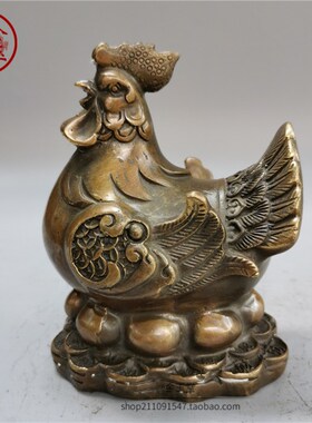 纯铜母鸡摆件仿古招财铜鸡客厅中式吉祥物金蛋鸡家居装饰工艺礼品