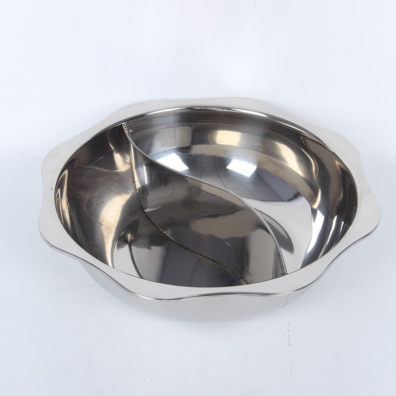 厂家不锈钢鸳鸯火锅盆 太阳八角盆 鸳鸯锅清汤锅饭店用品