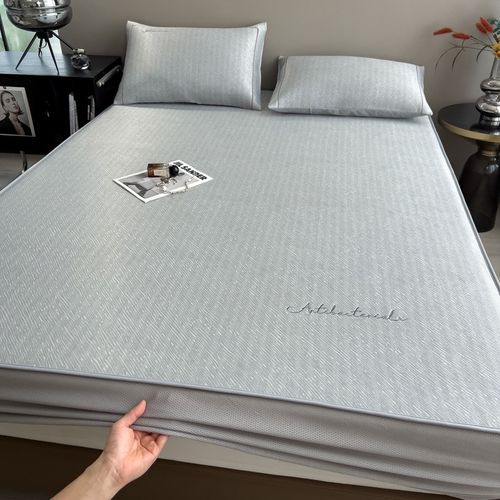 简约高端夏季凉席冰丝席三件套可水洗床笠款空调席1.5m/1.8米夏天