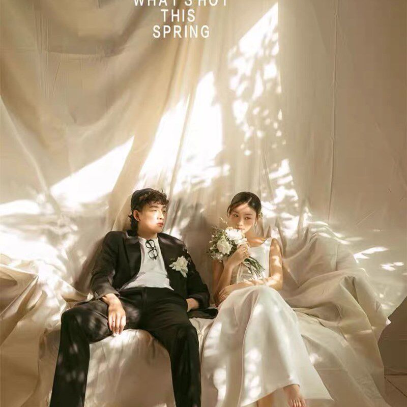 韩式唯美婚纱摄影背景道具梦幻画意影楼拍照单色油画扎染棉布背景