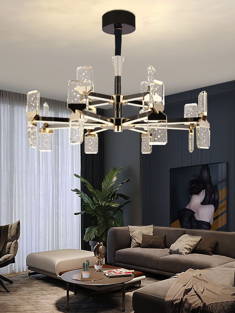 轻奢水晶吊灯客厅灯臂发光卧室餐厅led灯别墅家用高档气泡水晶灯