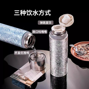 ideby纯钛杯 内外胆双层钛保温杯男士茶水分离大容量泡茶新款水杯