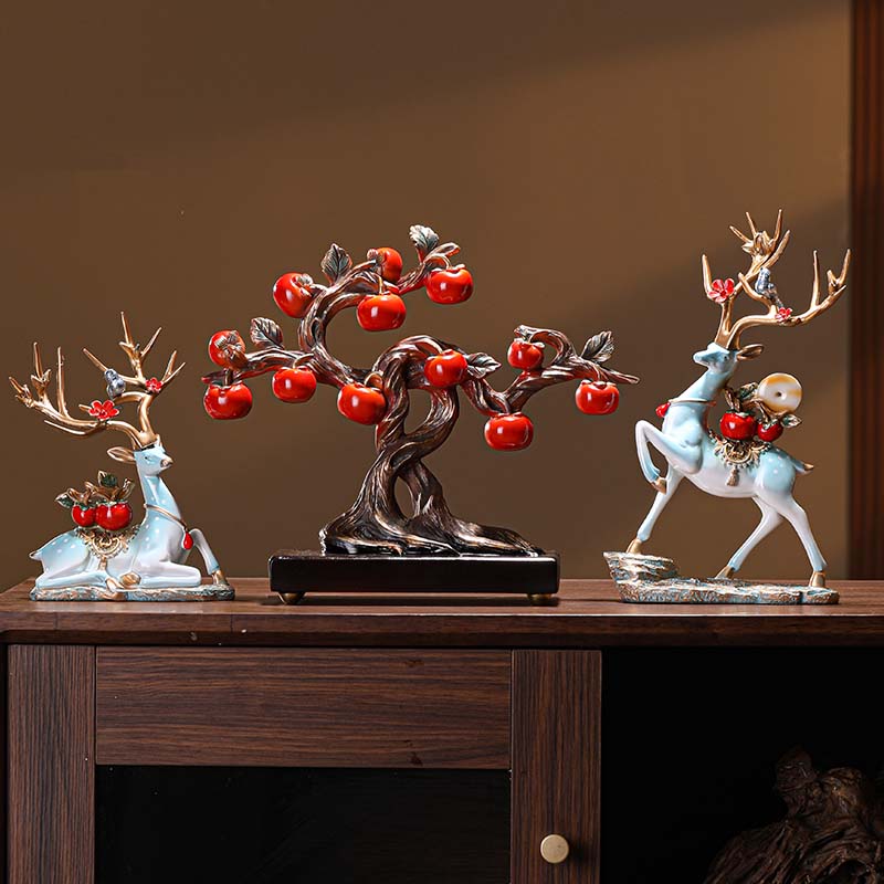 创意平安鹿摆件轻奢高档客厅电视柜酒柜家居饰品店铺开业乔迁礼品