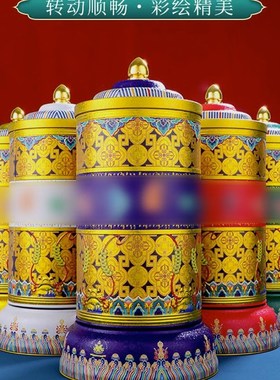 唐多括罗电动转轮藏式家用插电财神文殊转金筒六字度母转动轮摆件