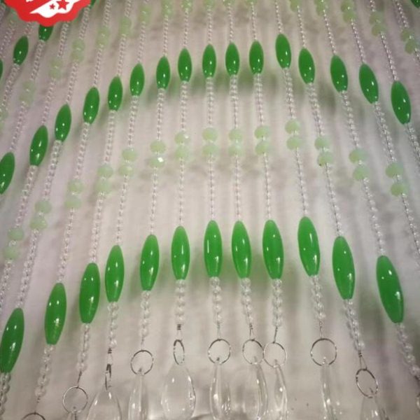 绿色水晶帘水晶珠帘门帘拱形帘成品新款客厅隔断玄关弧形半帘图片