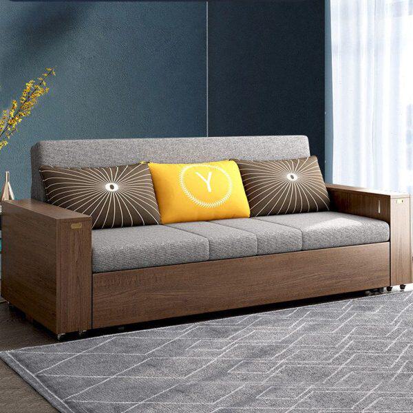 实木沙发床两用小户型客厅多功能双人可折叠带收纳储物布艺沙发
