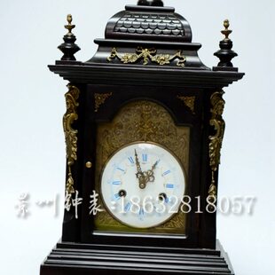 木楼镶嵌雕花钟 机械报时座钟 法国钟表 老式复古仿红木广交会钟