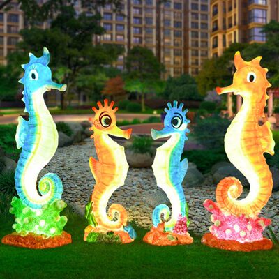 发光海马摆件玻璃钢海洋雕塑户外花园园林海洋馆水池景观装饰摆件