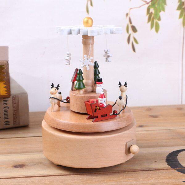 新款圣诞节创意礼物生日礼物男女朋友马车木质摩天轮音乐盒八音盒