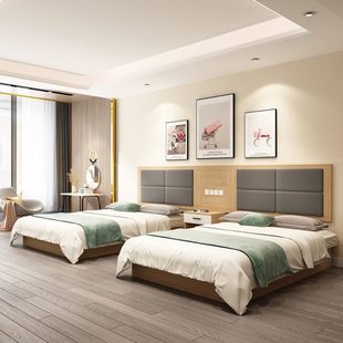 酒店家具标间全套定制宾馆床标间双人床酒店客房床公寓民宿旅馆床