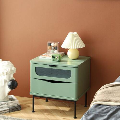 吾稻家居北欧压花玻璃床头柜简约现代床边收纳柜多功能卧室储物柜