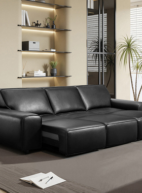 大黑牛多功能电动真皮沙发可调节伸缩可躺客厅直排新款零靠墙沙发