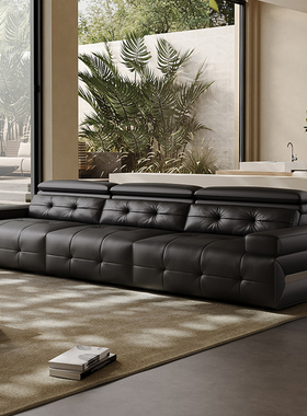 意式轻奢高靠背劳伦斯真皮沙发大户型客厅2025年新款巴塞罗那沙发