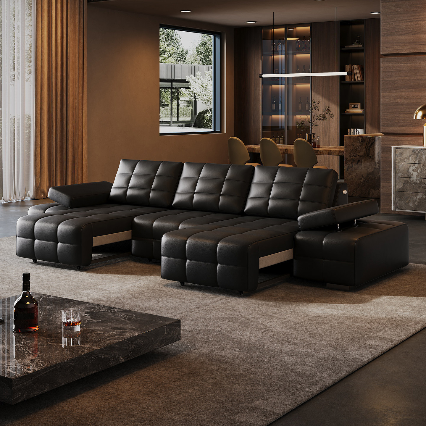 电动标准版劳伦斯躺平电动沙发床客厅意式伸缩小户型真皮直排功能,住宅家具,功能沙发,淘宝优惠券,粉丝福利购,淘宝优惠卷