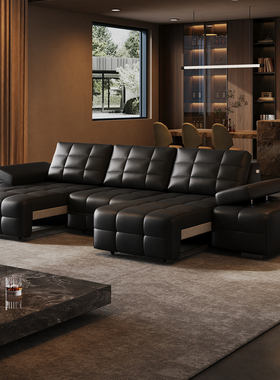 电动标准版劳伦斯躺平电动沙发床客厅意式伸缩小户型真皮直排功能