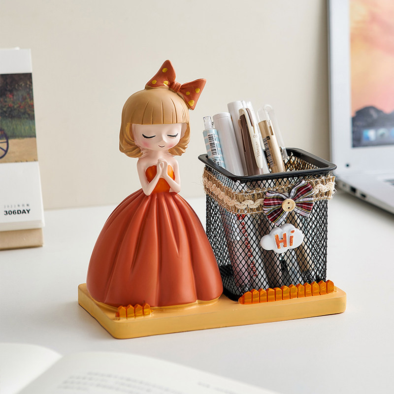 可爱创意时尚笔筒桌面摆件高级感收纳盒办公室六一儿童节女生礼物