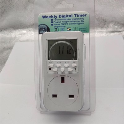 英式电子定时插座定时器开关自动断电控制器时间热水器鱼缸