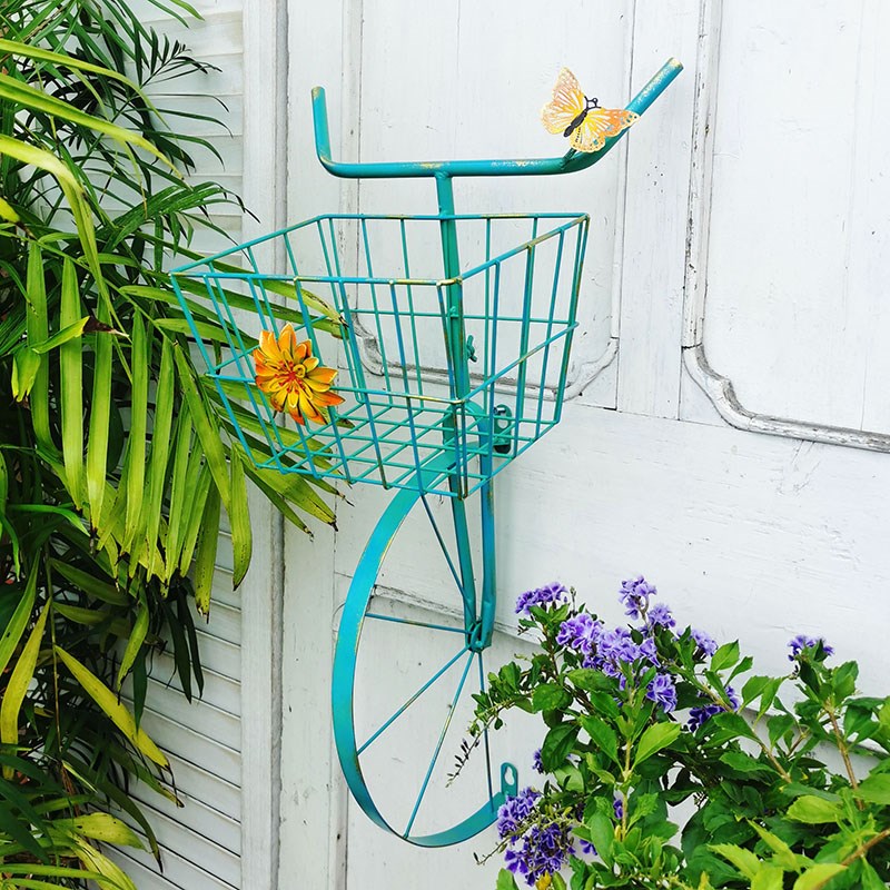 户外铁艺自行车挂墙花架花篮室外院子墙面花园庭院阳台装饰挂件4