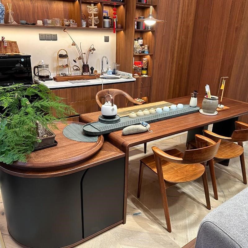 新中式黑胡桃木茶桌2024新款高端客厅家用实木茶台轻奢现代高级感