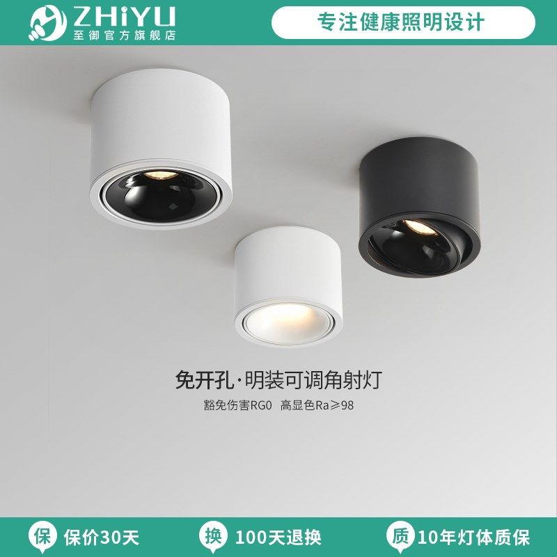 至御射灯明装可调角度led免开孔防眩客厅无主灯背景墙玄关天花灯,家装灯饰光源,明装射灯,淘宝优惠券,粉丝福利购,淘宝优惠卷
