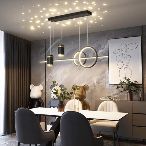 网红餐厅吊灯2023年新款星空led现代简约时尚吧台灯饭厅中山灯具