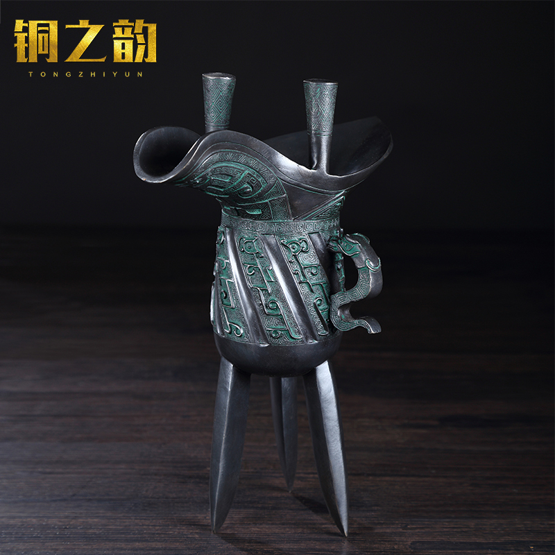 铜之韵 纯铜爵杯龙酒爵杯 摆件 仿古礼品 加官进爵 摆设
