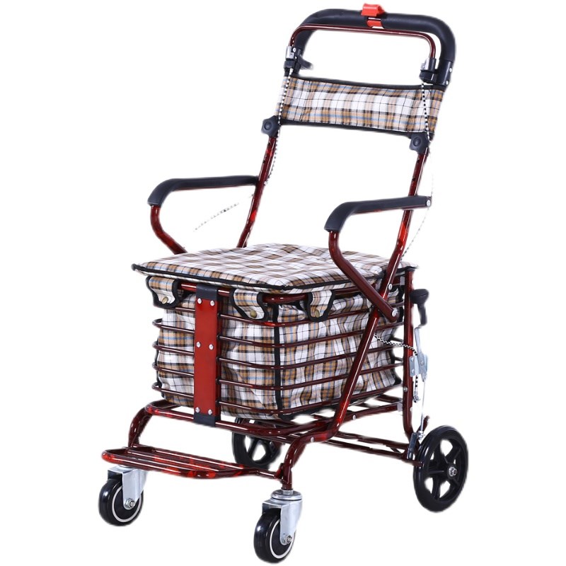 老年购物车可坐折叠老人买菜手推车经典大扶手怡德复古风