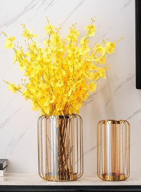 餐桌花摆花高端轻奢现代跳舞兰仿真花 软装客厅茶几玄关花摆件ins