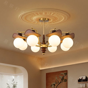 雷士照明客厅主灯魔豆吊灯中古风法式 复古拉菲草高级感玻璃卧室灯