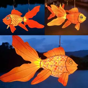 大型金鱼发光鲤鱼户外鱼灯灯笼餐厅防水吊灯遗鱼手工春节定制花灯