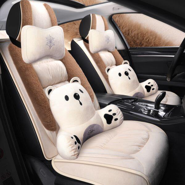 冬季汽车坐垫毛绒卡通全包围座套羽绒加厚保暖座椅套毛绒小车座垫