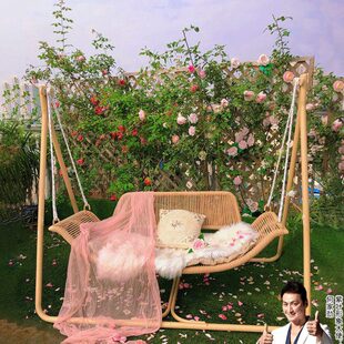 紫叶檀花户外秋千庭院荡秋千室外双人吊床小院网红花园秋千椅吊椅