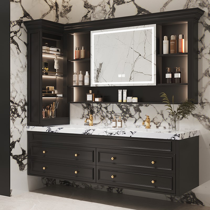 橡木法式复古g浴室柜组合卫生间洗漱台洗手脸盆柜智能镜柜侧柜定