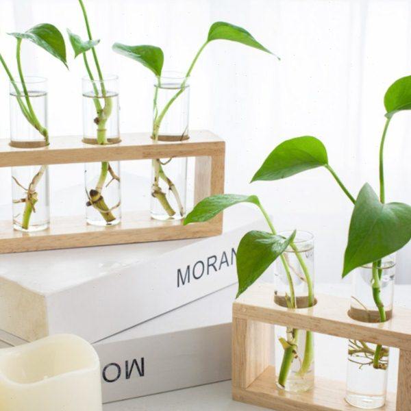 北欧创意简约试管玫瑰荷叶边花瓶摆件客厅装饰水培插花玻璃轻奢风