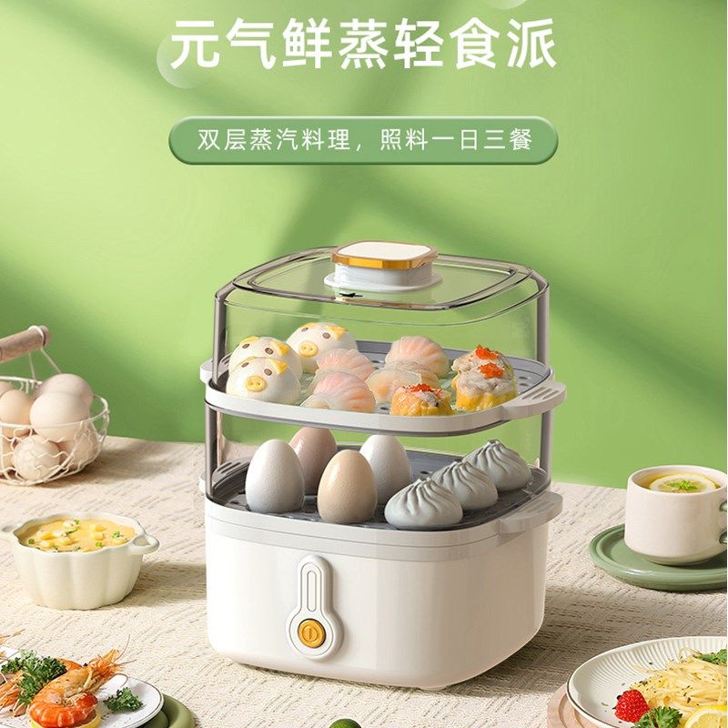 多功能电蒸锅家用小型蒸r汽锅多层早餐机电蒸笼蒸菜神器煮蛋器蒸