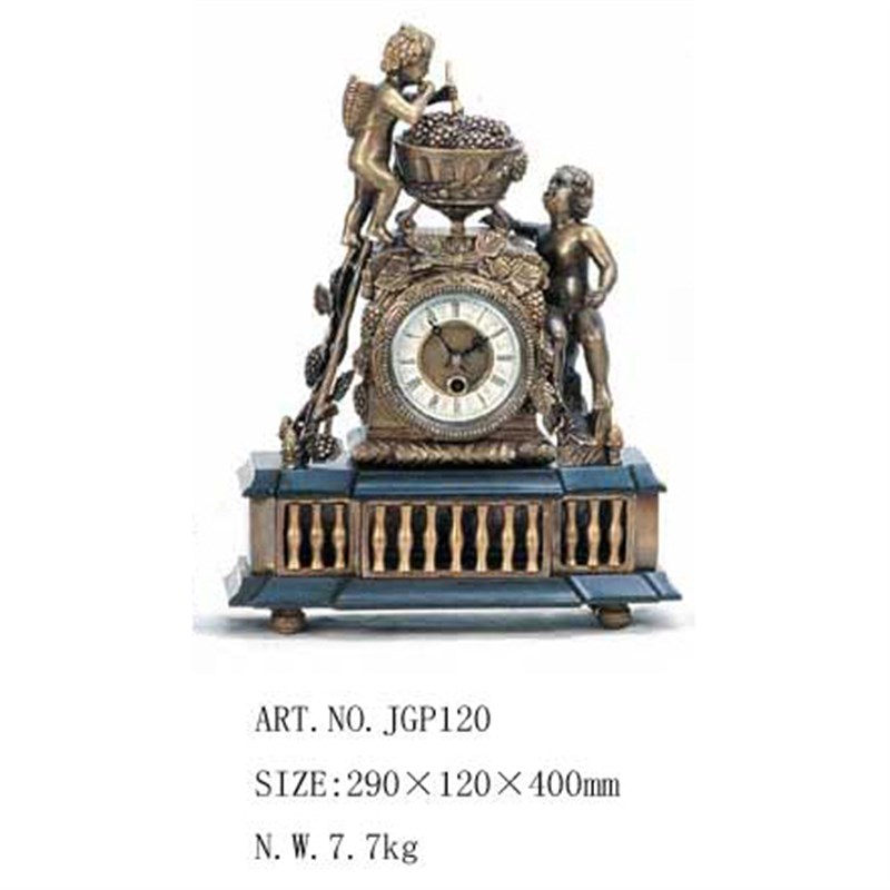 工艺理石铸铜顽h童酿酒钟机械钟表彷古座钟创意 客厅家居装饰纯铜