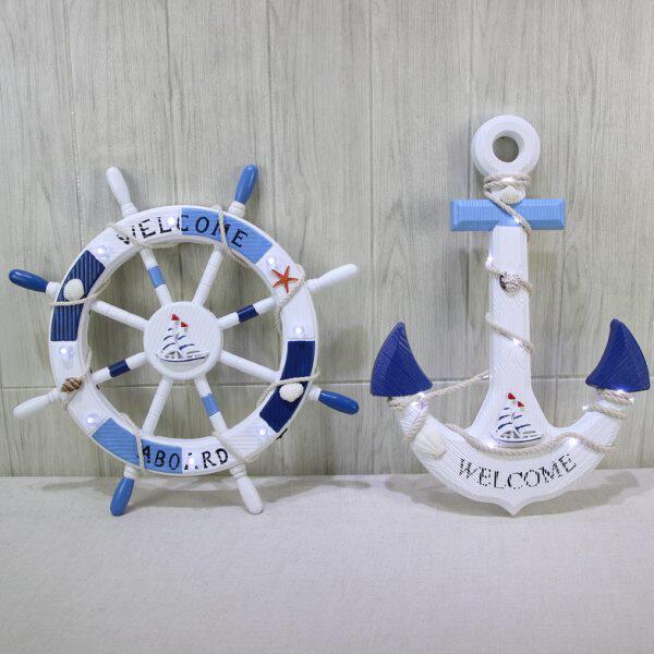 地中海船舵挂件装饰品舵手船锚挂饰海洋风格客餐厅背景墙面壁挂饰