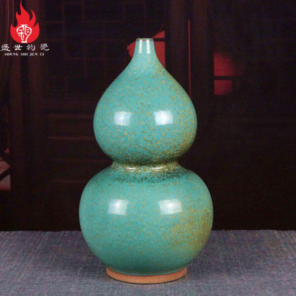 禹州钧瓷花瓶李亚洲老师豫鼎钧窑中式家居装饰陶瓷器插花摆件葫芦