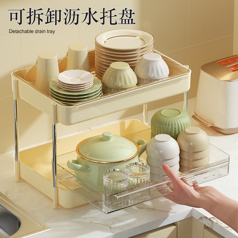 碗碟收纳架沥水碗架家n用2025新款厨房台面大容量碗筷餐具置物架