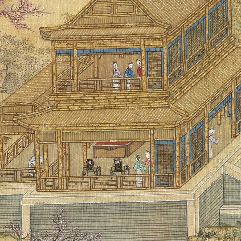 周鲲张为邦丁观鹏l姚文瀚清院本汉宫春晓图卷高清微喷亭台楼阁长