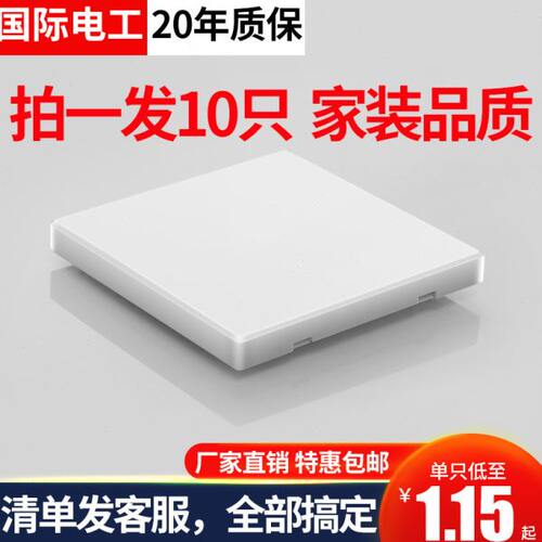 10只装86型空白板加厚开关插座暗盒挡板白盖板空白面板遮挡填空板