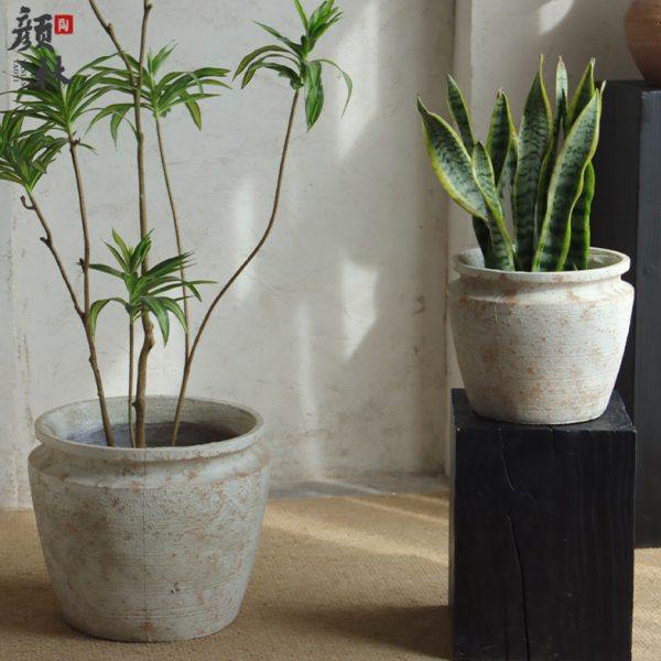 复古花盆花园阳台种树大盆水泥盆大口径花盆商场酒店大型绿植装饰
