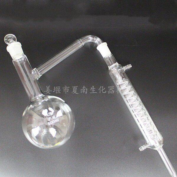 1801圆底全玻蒸馏器500ml蒸馏装置14# 花水蒸馏工具 精