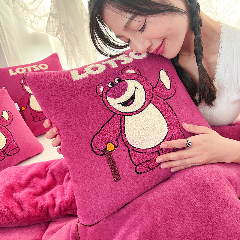 草莓熊加厚d折叠抱枕被子两用汽车靠垫枕头被办公室沙发午睡空调